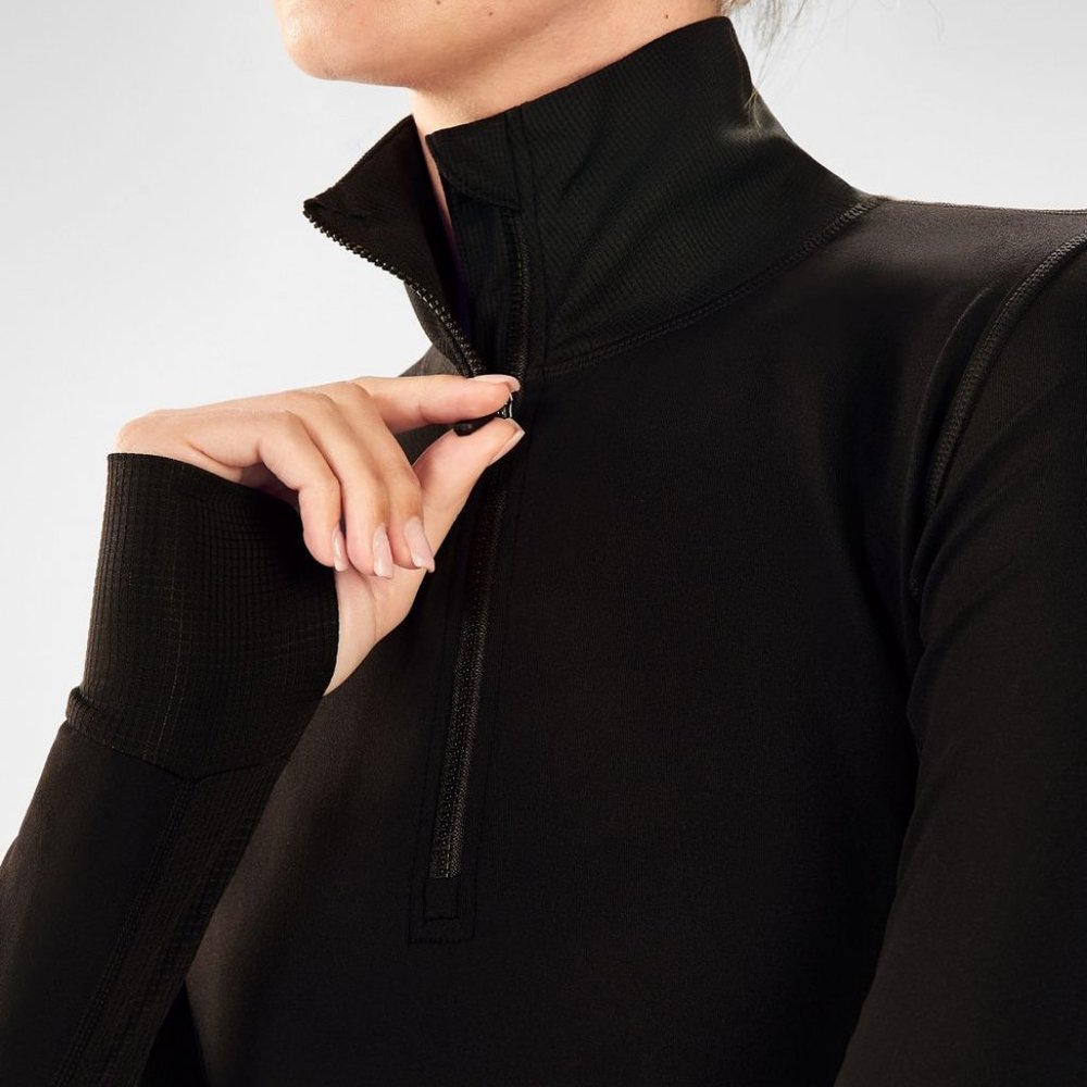 Fabletics Cashel Half-Zip Black L/S Sport Top NWT!